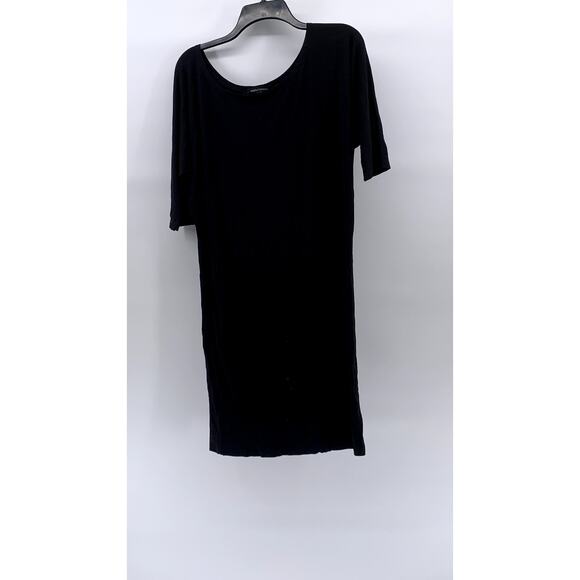 MARCELLAMODA Women’s Black Solid Crewneck Oversized Short Sleeve Midid Dress SZS - Picture 1 of 9